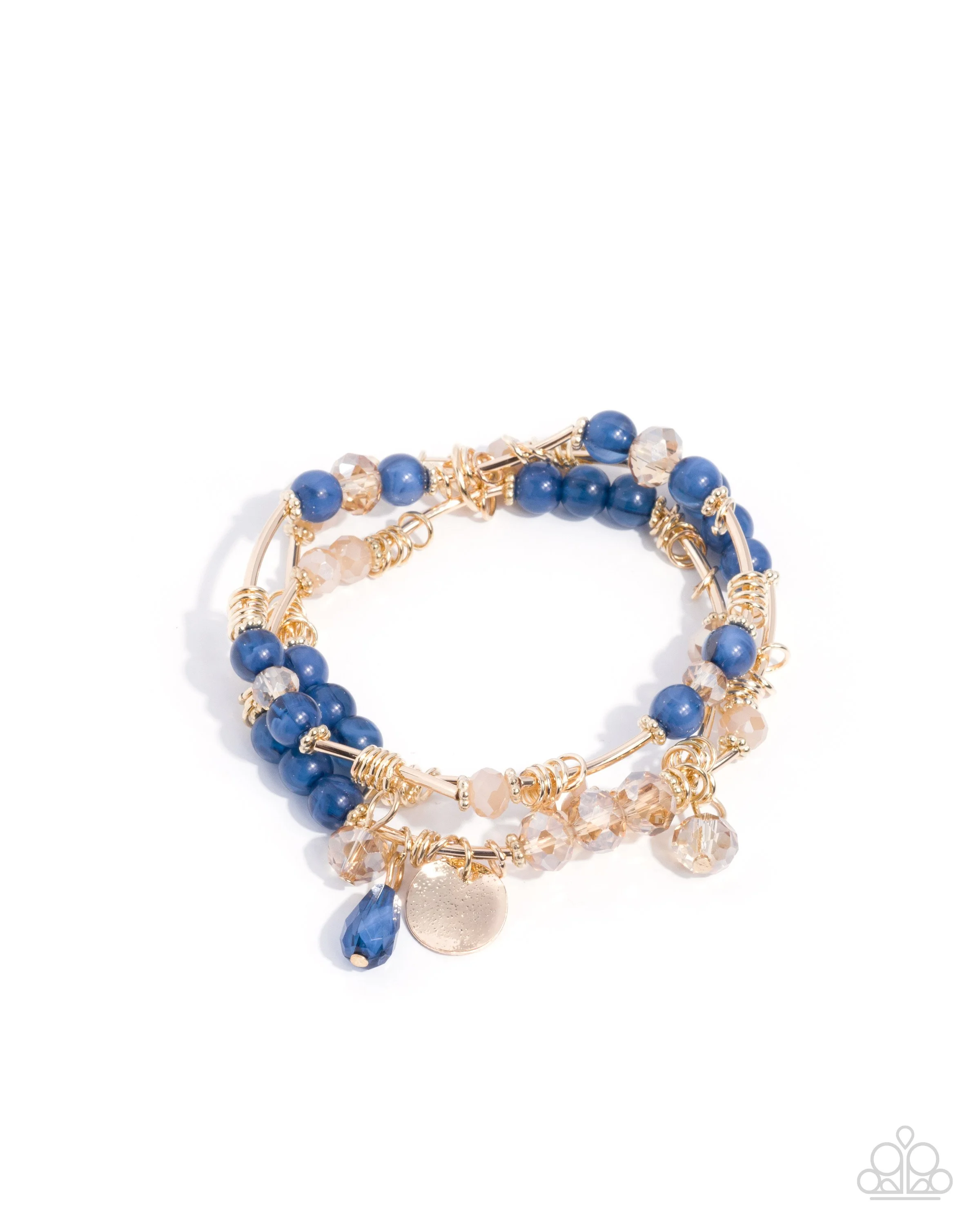 Sunset Synchronization-Stretchy Lyons Blue and Gold Colored Bracelet