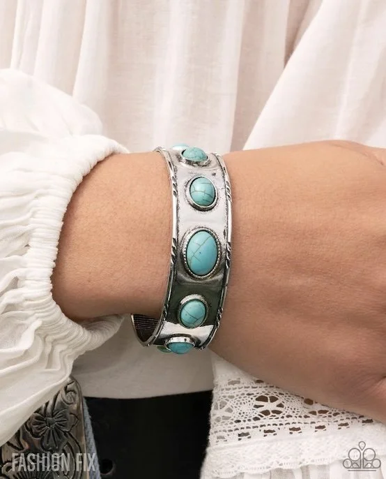 rustic road turquoise cuff bracelet model FF.jpg