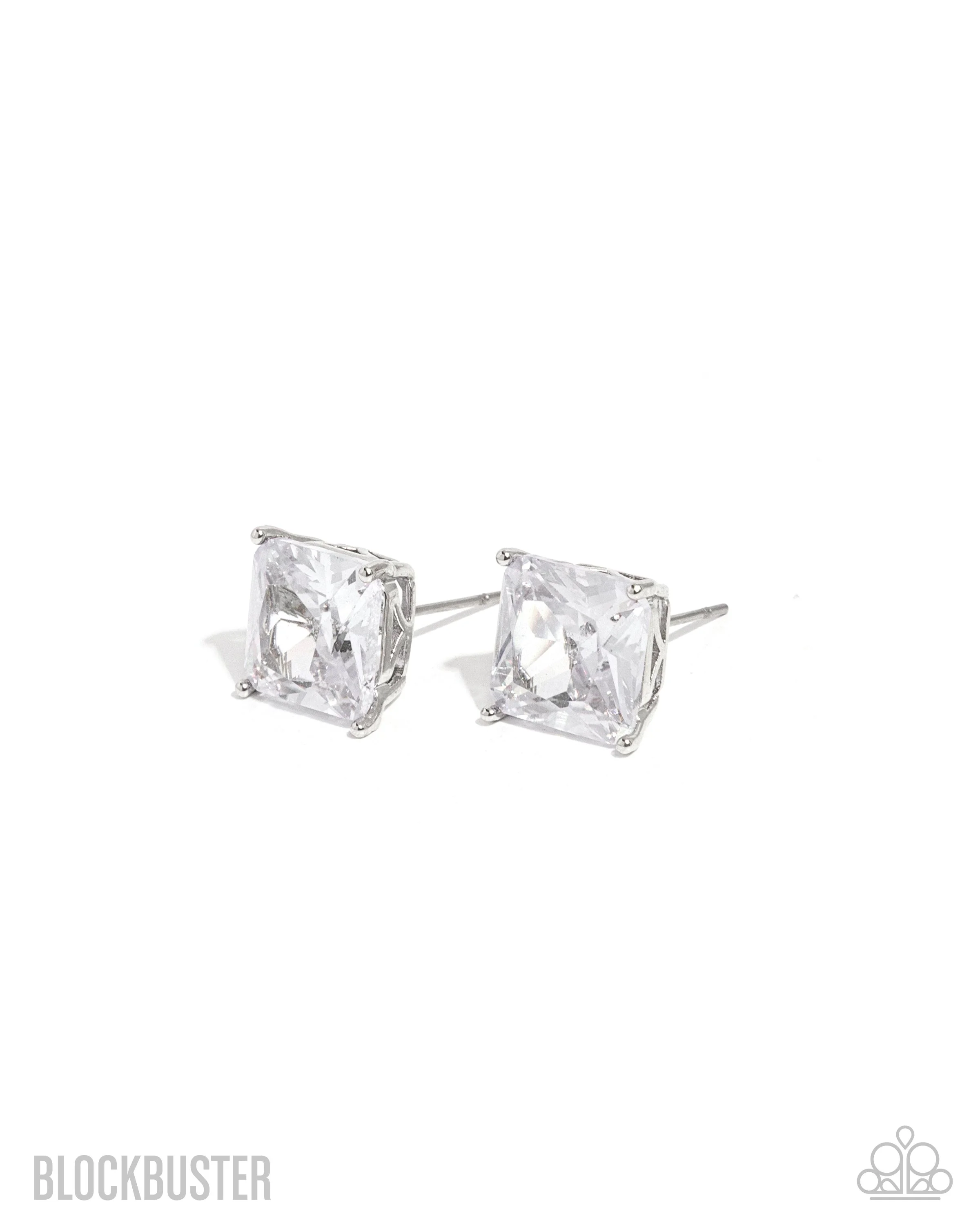 Glow Time-White Cubic Zirconia, Silver Colored  Post-Back Earrings