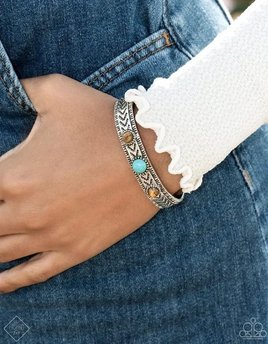 earthy expo turquoise cuff bracelet model FF.jpg