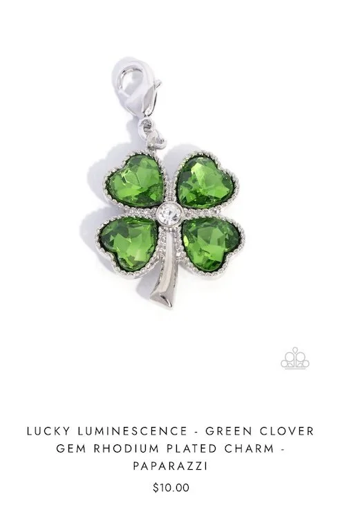 lucky luminescence 4 leaf clover charm link for purse or for bracelet.jpg