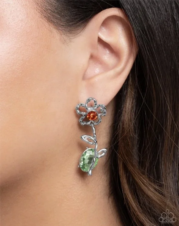 whimsical welcome model earrings orange and green CP 04-19-2025.jpg