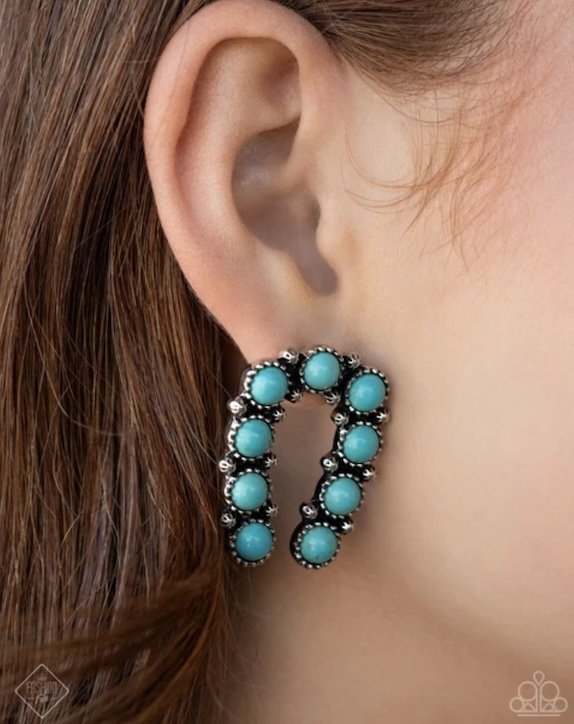 wild west wonder turquoise earrings model FF.jpg