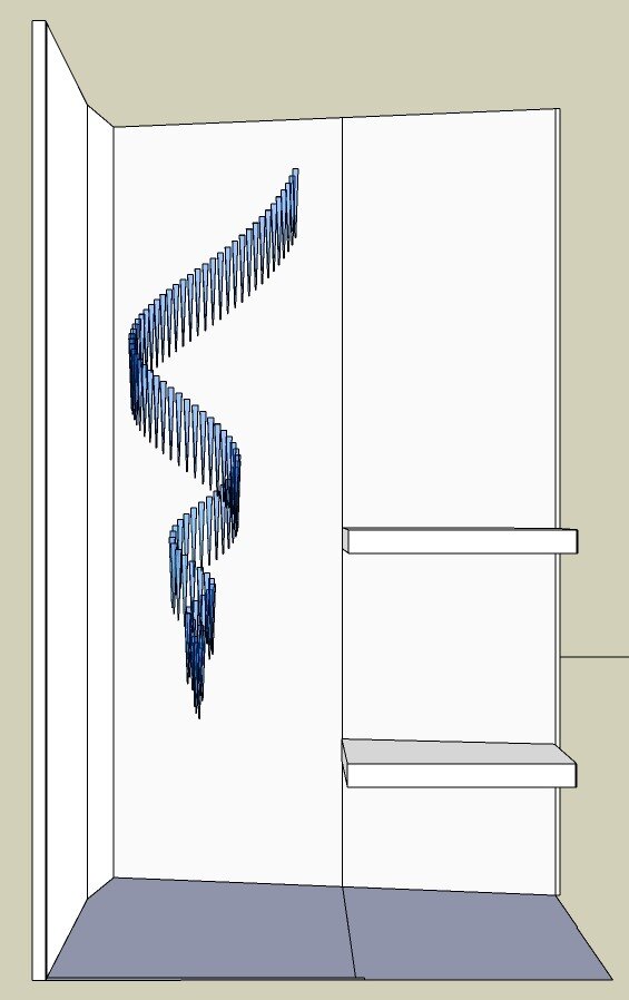  A simplified Sketchup render of the piece interacting with the stair landings 