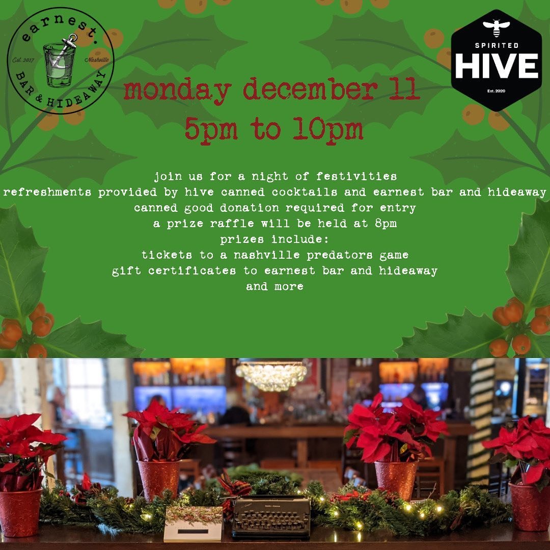 MARK YOUR CALENDARS! Haul out the holly, fill up the stockings, because we're having a proper holiday shindig! We're partnering with the good folks at @spiritedhive for a night of festivities that'll make Buddy the Elf jealous. Bring a canned good or