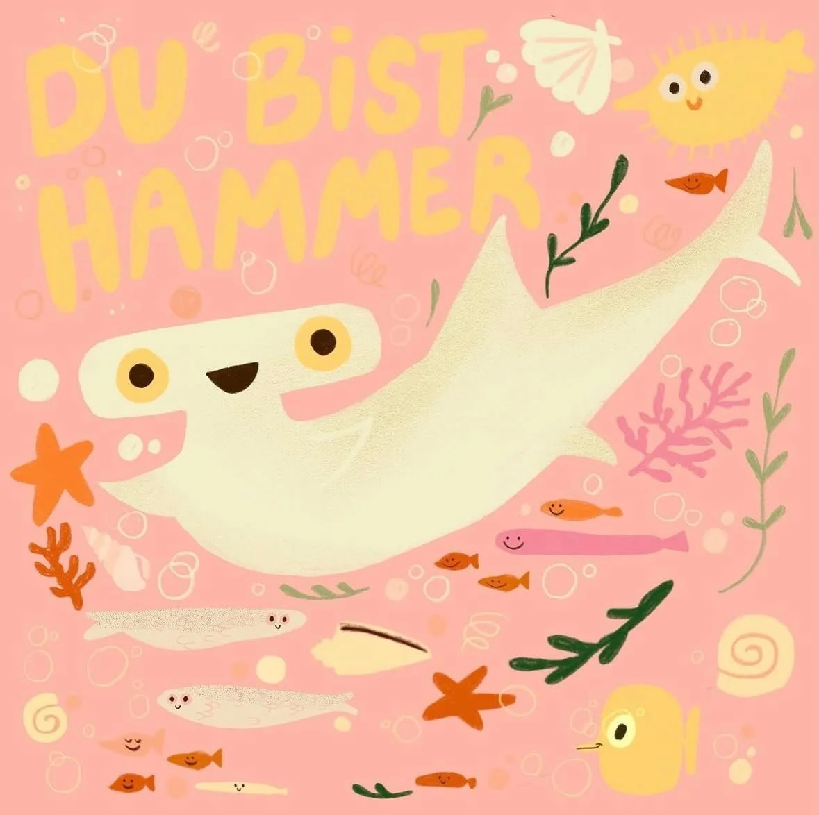 Es ist Mittwoch &amp; wir sind wieder von 13-19 Uhr f&uuml;r euch da💕🦈

[ Postkarte von @slingaillustration ]

#dubisthammer #postcard