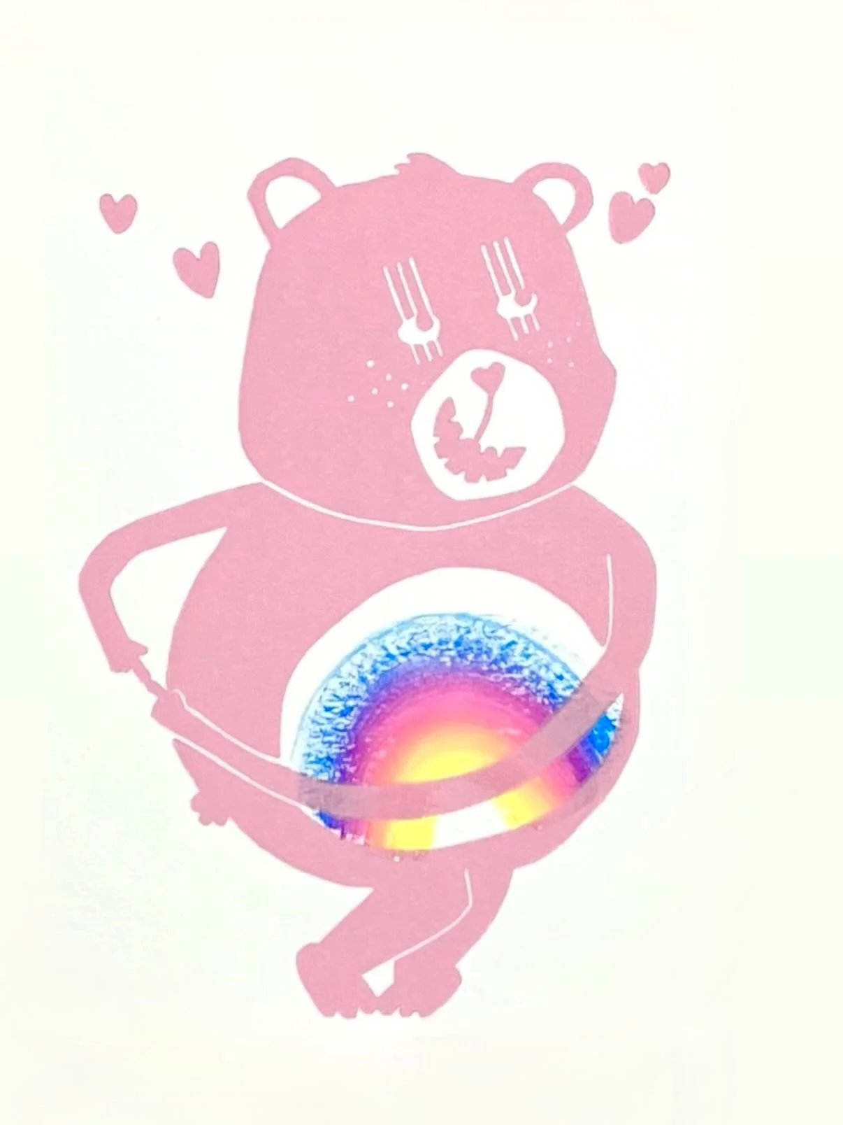 Happy Friday! 🌈🩷🌞

Open 13-19h 
[Linoldruck von @knall.braun ]