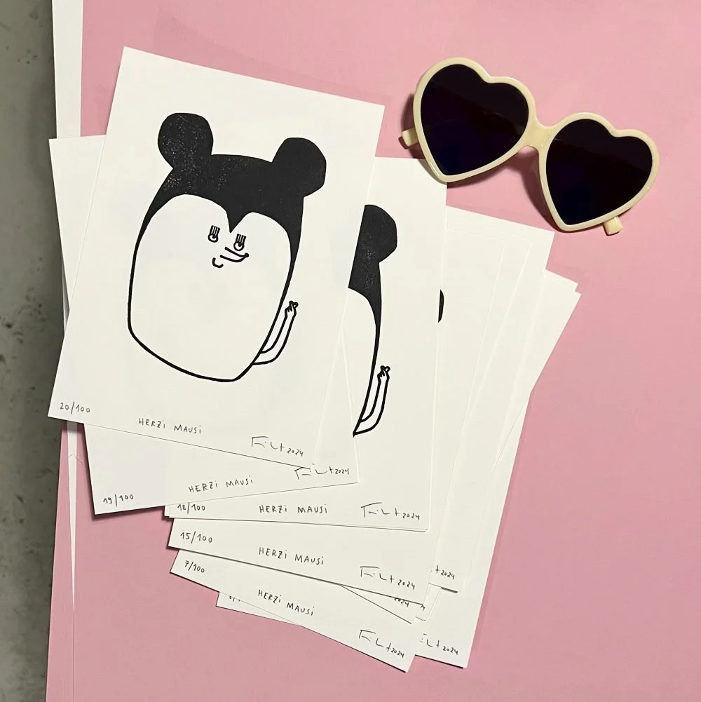 KNALLBRAUN - Linolschnitt - Herzi Mausi