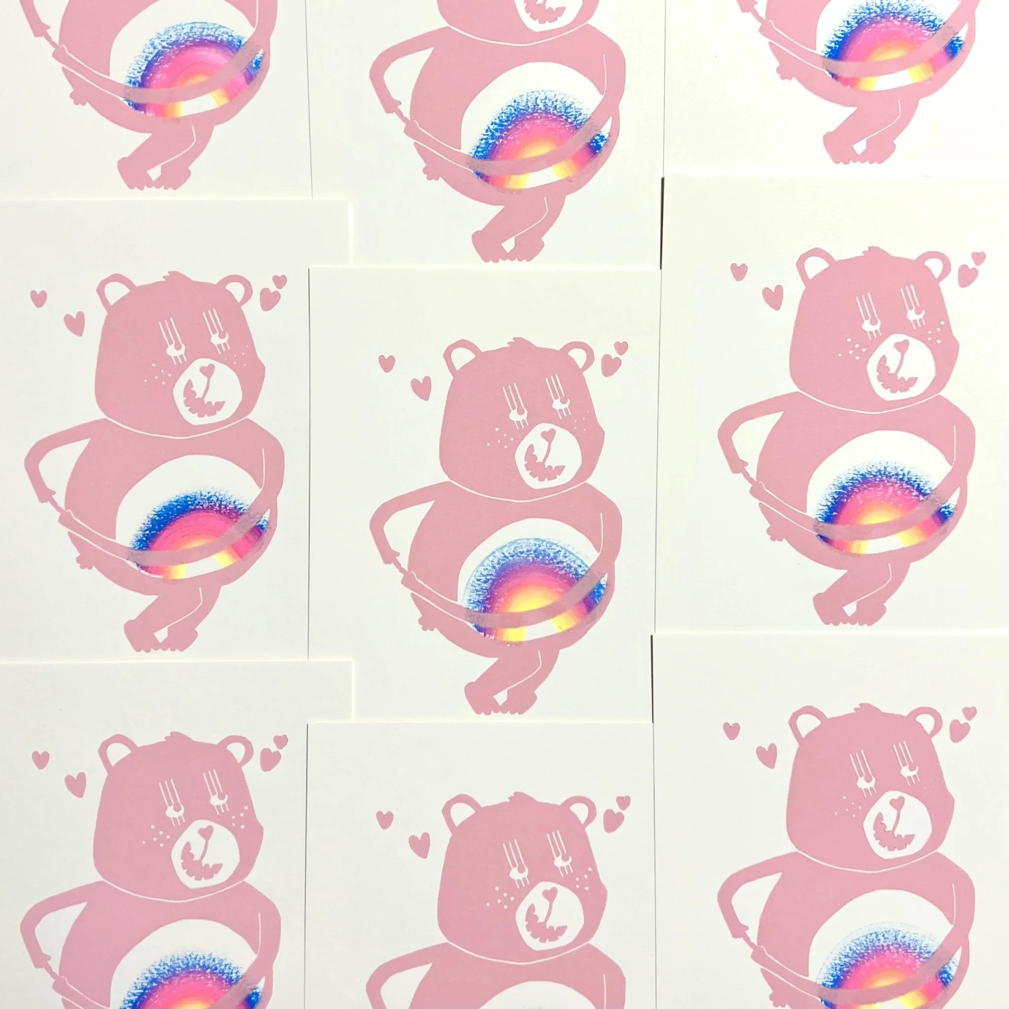 KNALLBRAUN - Linolschnitt - Heile Welt Bärchi