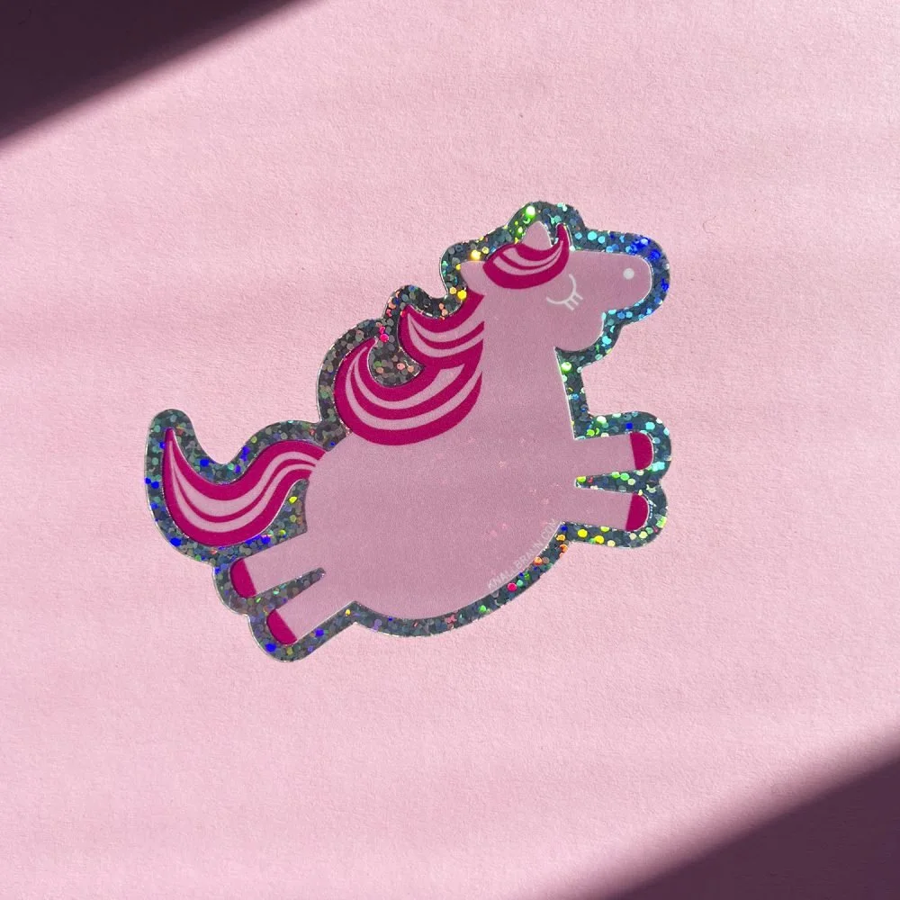 KNALLBRAUN - Holo Sticker - Glitzerpony