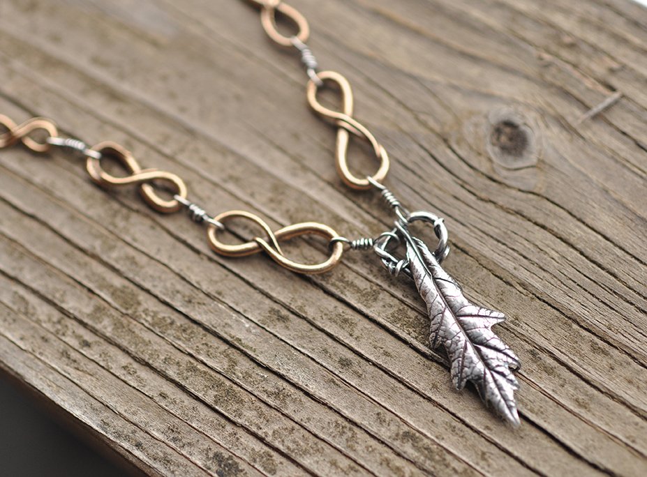 New Oak Leaf, hand forged chain necklace