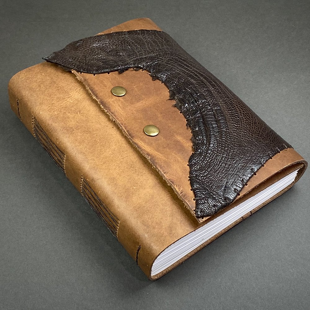 Large Leather Journal with Ostrich