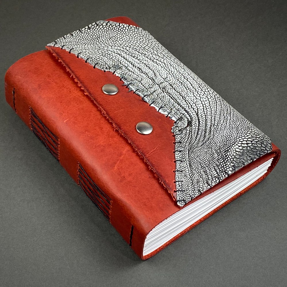 KS005 Red Leather Journal with Ostrich