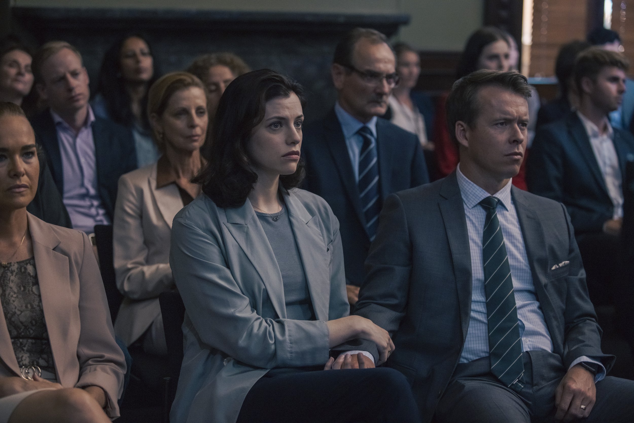 TSSKS2D37Ep1LisaTomasetti281_Meghan (Jessica De Gouw), Jack (Todd Lasance), Jen (Heather Mitchell)  & Reg (Lewis Fitz-Gerald) in courtroom.jpg