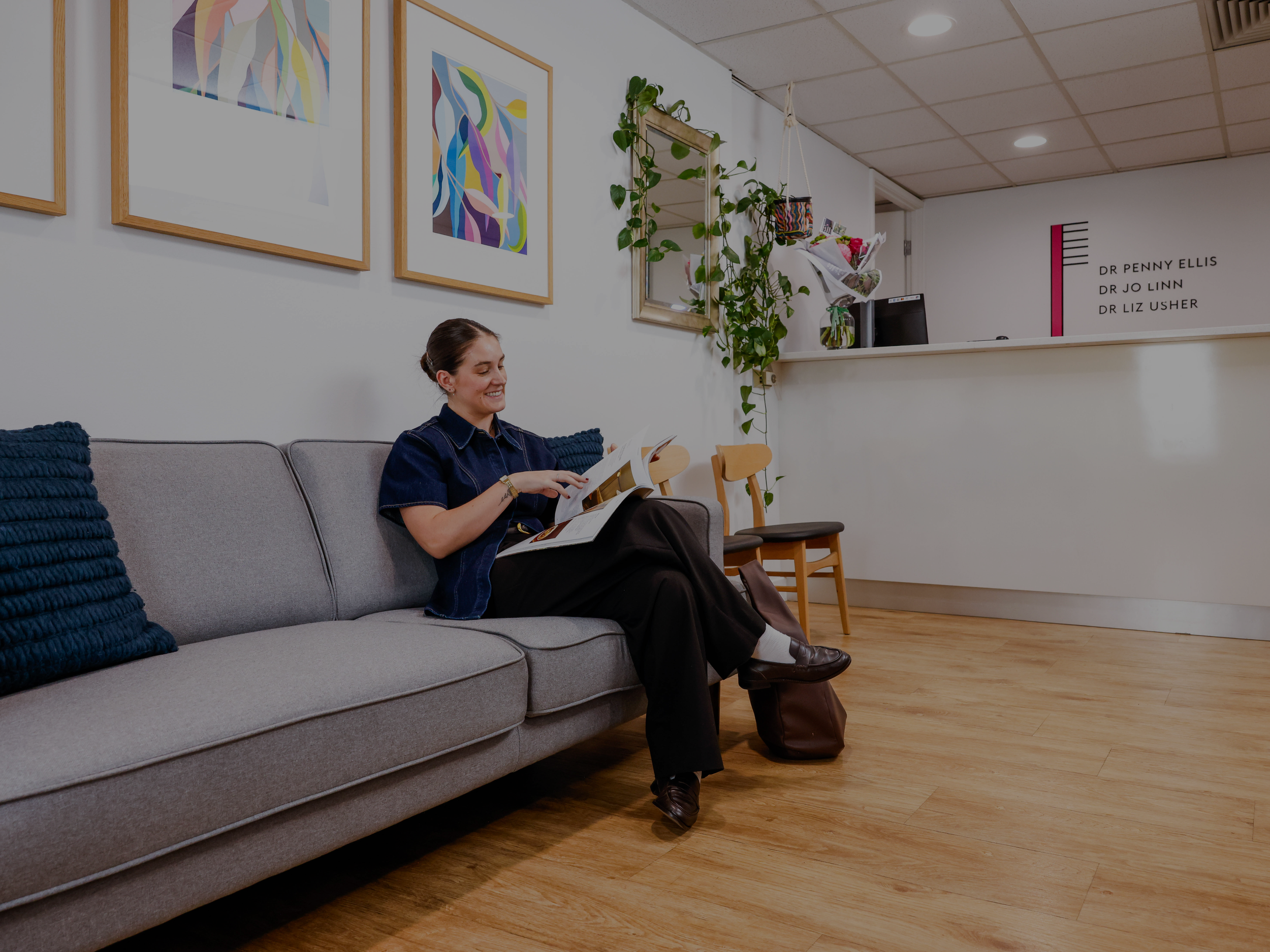 Patient in waiting room at the dentist