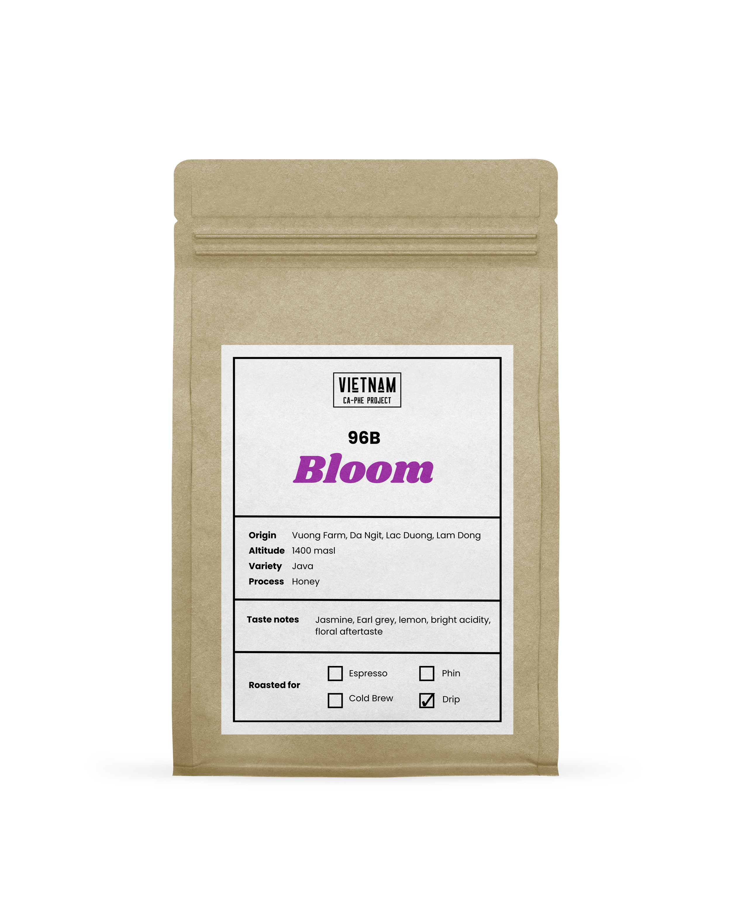 96b bloom java arabica coffee kraft bag