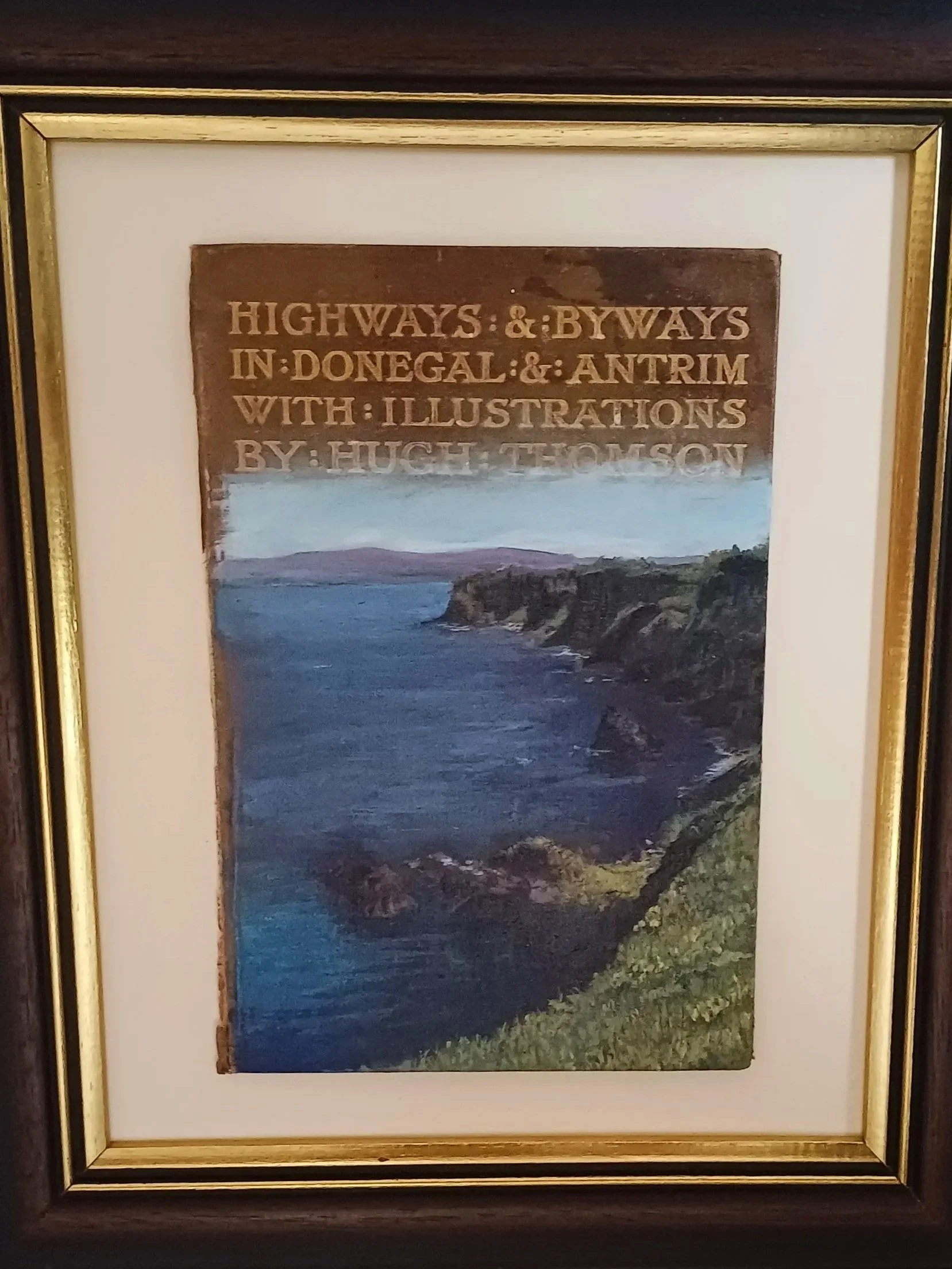 "Antrim Coastline" Acrylic on Vintage book cover 2026 SOLD
