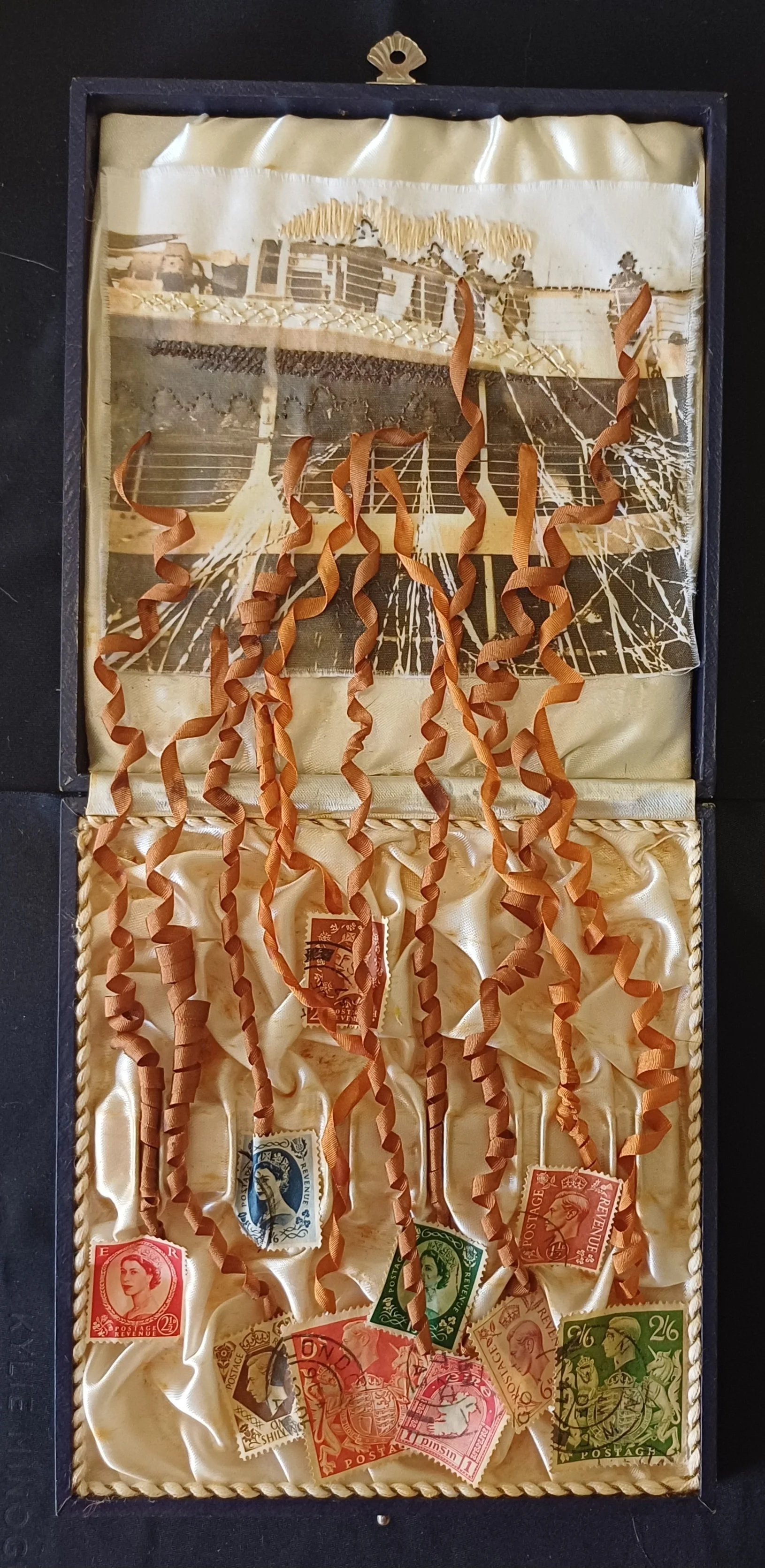 "£10 Hope"	Stitched and collaged in cutlery box  SOLD