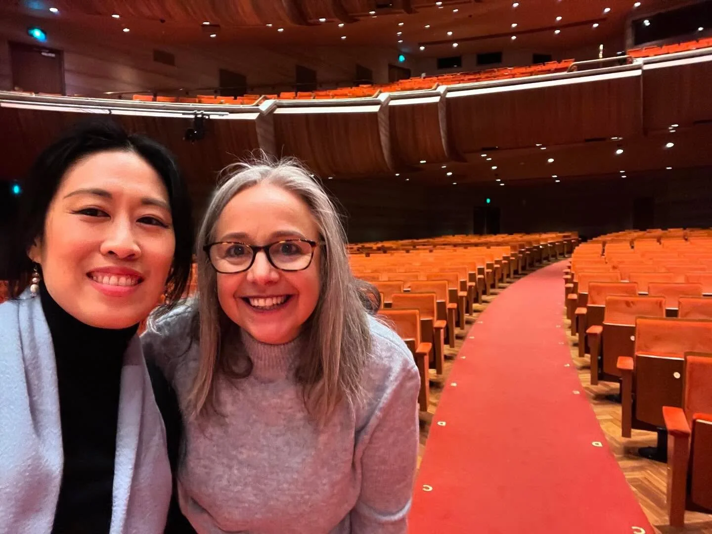 In Hamer Hall with the wonderful composer Katy Abbott, @katyabbottcomposer rehearsing for the premiere of her &lsquo;Hidden Thoughts III: Story of Awe.&rsquo; It&rsquo;s been great fun singing with @melbournesymphonyorchestra @maestrobenny @andrewpoc