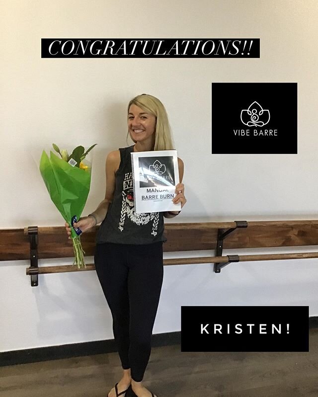 Congratulations to Kristen! She just passed her manual &amp; anatomy exam! Halfway to being a certified Vibe Barre instructor! You won&rsquo;t want to miss her classes 👊🏼❤️✌🏼#vibebarre #barretender #barrelife #barreinstructor #barresohard #mesa #m