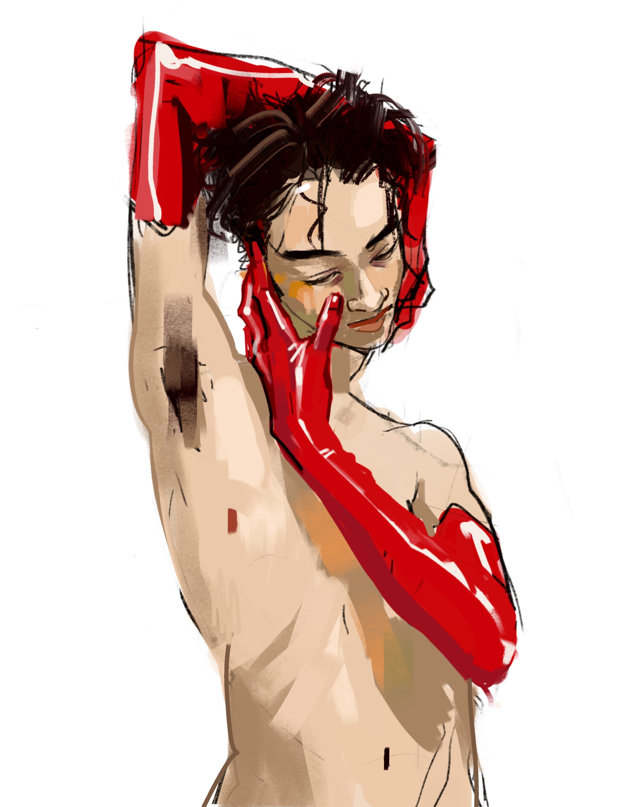 boy in red gloves