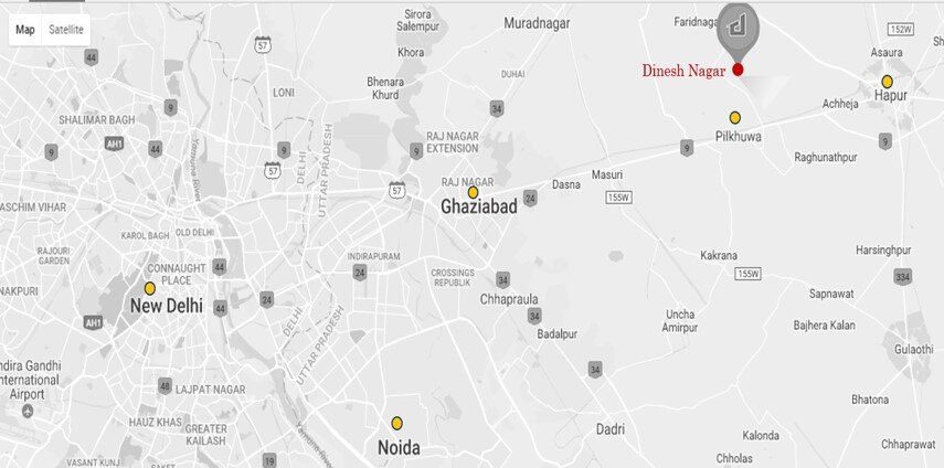Figure 2: Location Map of Dinesh Nagar; Major Nodes in Regional ContextSource: http://www.dineshnagar.com/location-map.php