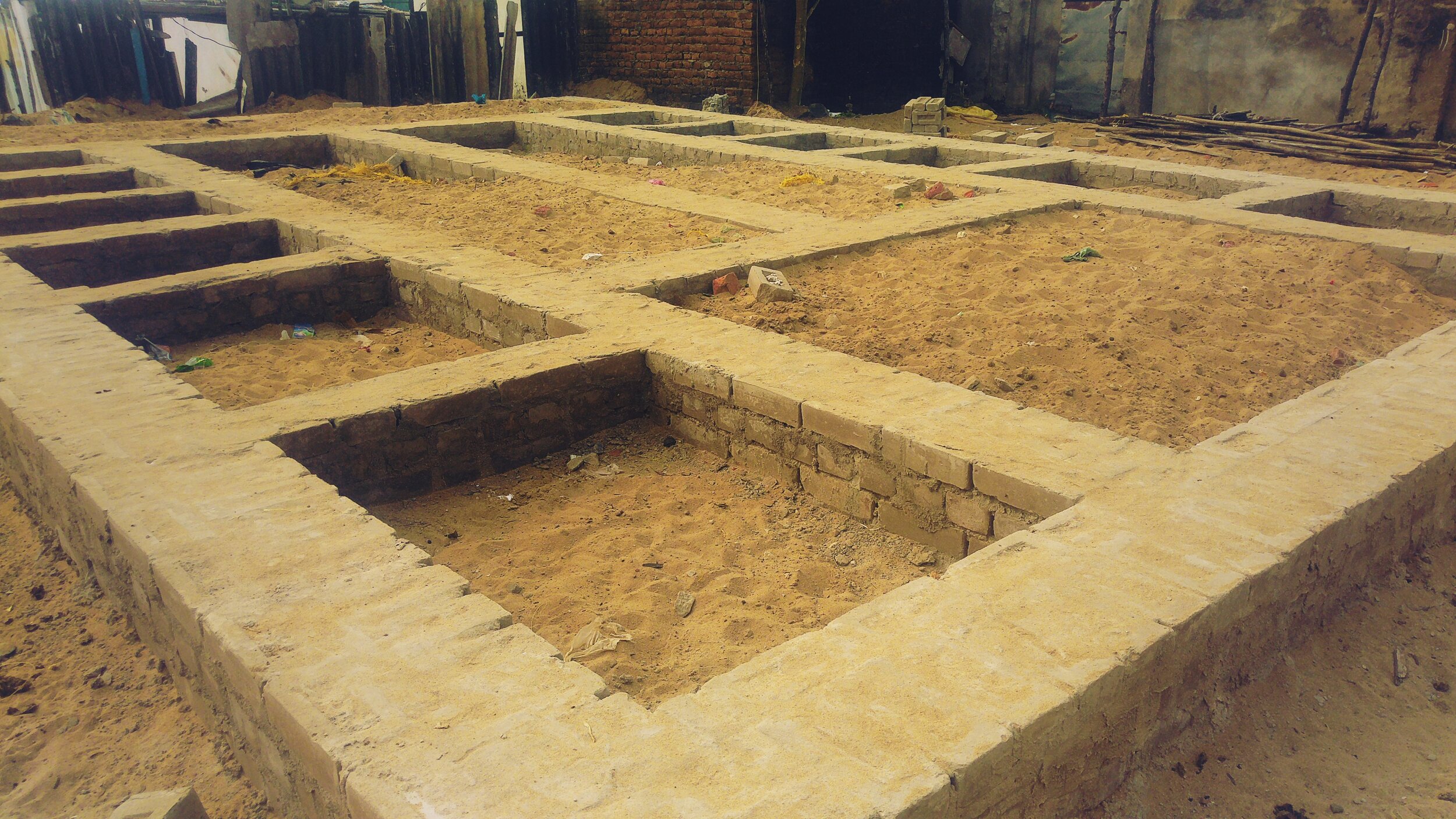 Community infrastructure getting built as part of the slum upgradation plan 