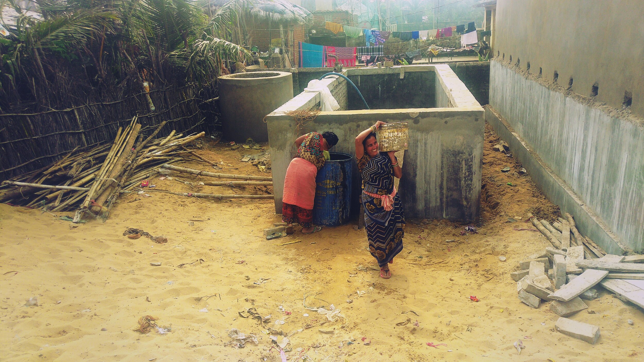 Community infrastructure getting built as part of the slum upgradation plan  