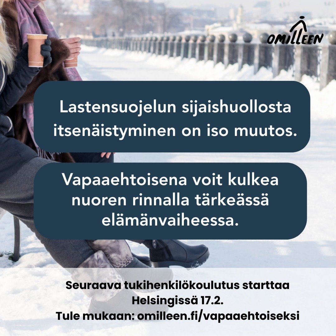 ✨Kiinnostaisiko sinua merkityksellinen vapaaehtoistoiminta nuorten parissa?

❤️ Lastensuojelun sijaishuollosta itsen&auml;istyv&auml; nuori joutuu usein muuttamaan omilleen ik&auml;tovereitaan nuorempana ja ilman riitt&auml;v&auml;&auml; tukiverkosto