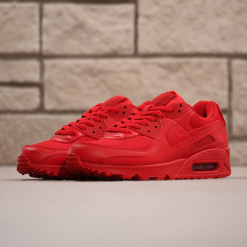 nike air max 90 all red on feet