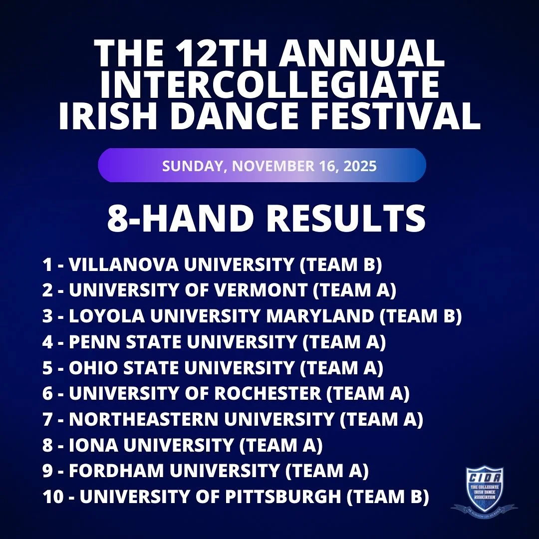 💜💙 Villanova Intercollegiate Irish Dance Festival 2025 Results 📢

Congratulations to our hosts @vuirishdance, winners of the 8H ceili!
