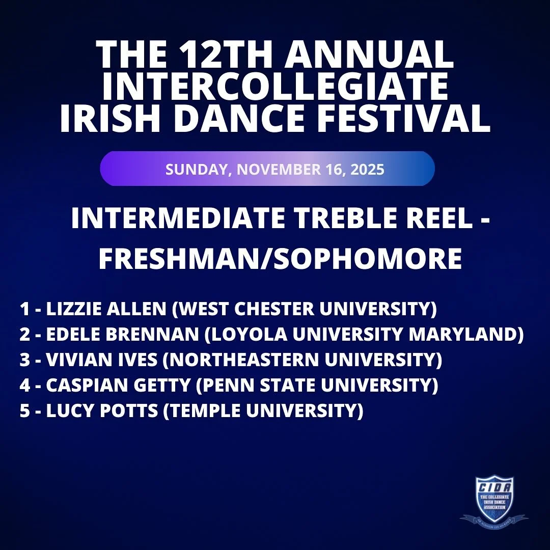💜💙 Villanova Intercollegiate Irish Dance Festival 2025 Results 📢

Congratulations to Lizzie (@wcuirishdance) &amp; Sydney (@rincenaleon) on their well-deserved wins!