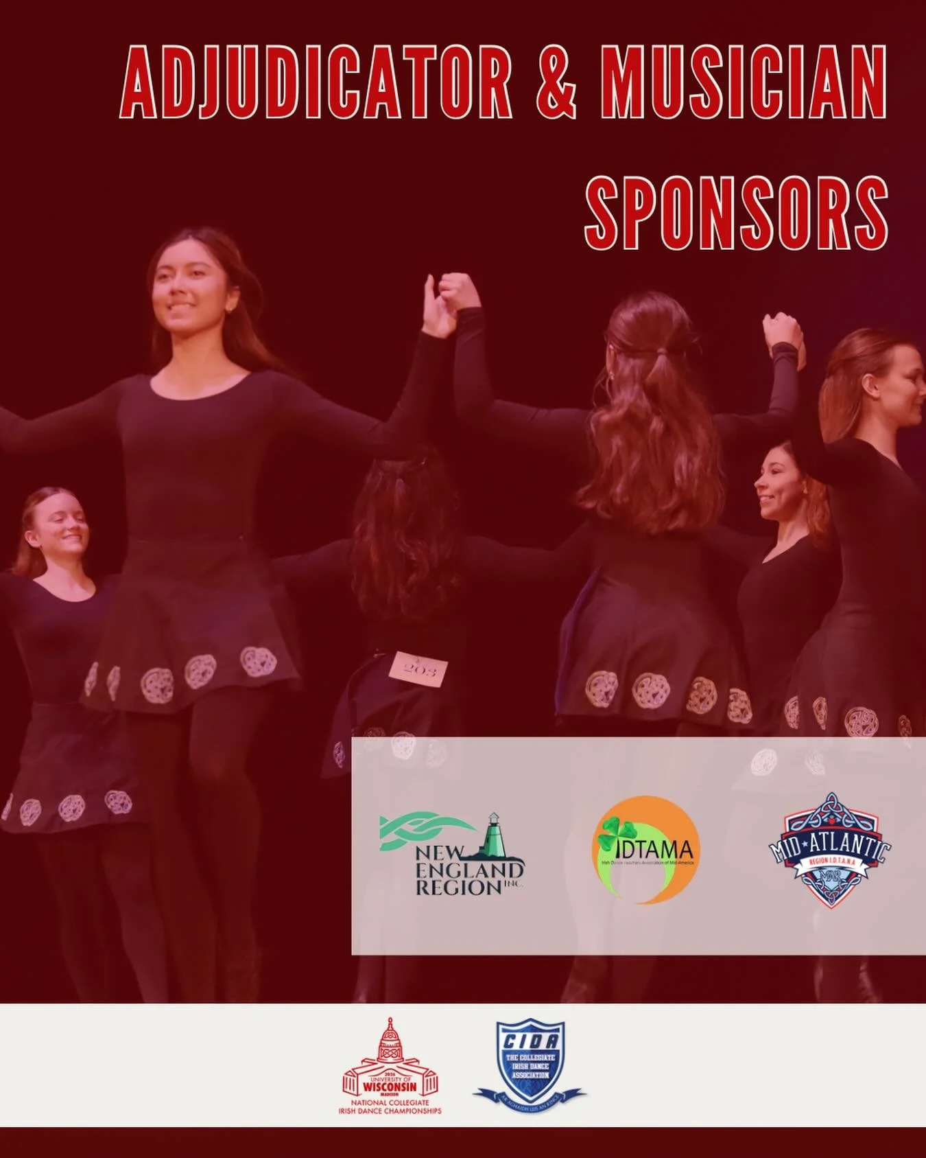 A huge thank you to our 2026 National Collegiate Irish Dance Championships Adjudicator &amp; Musician Sponsors! 🎉

@newenglandregionirishdance 
@idtamaofficial 
@idtanamar_official 

We appreciate their continued support of CIDA! 💙💜