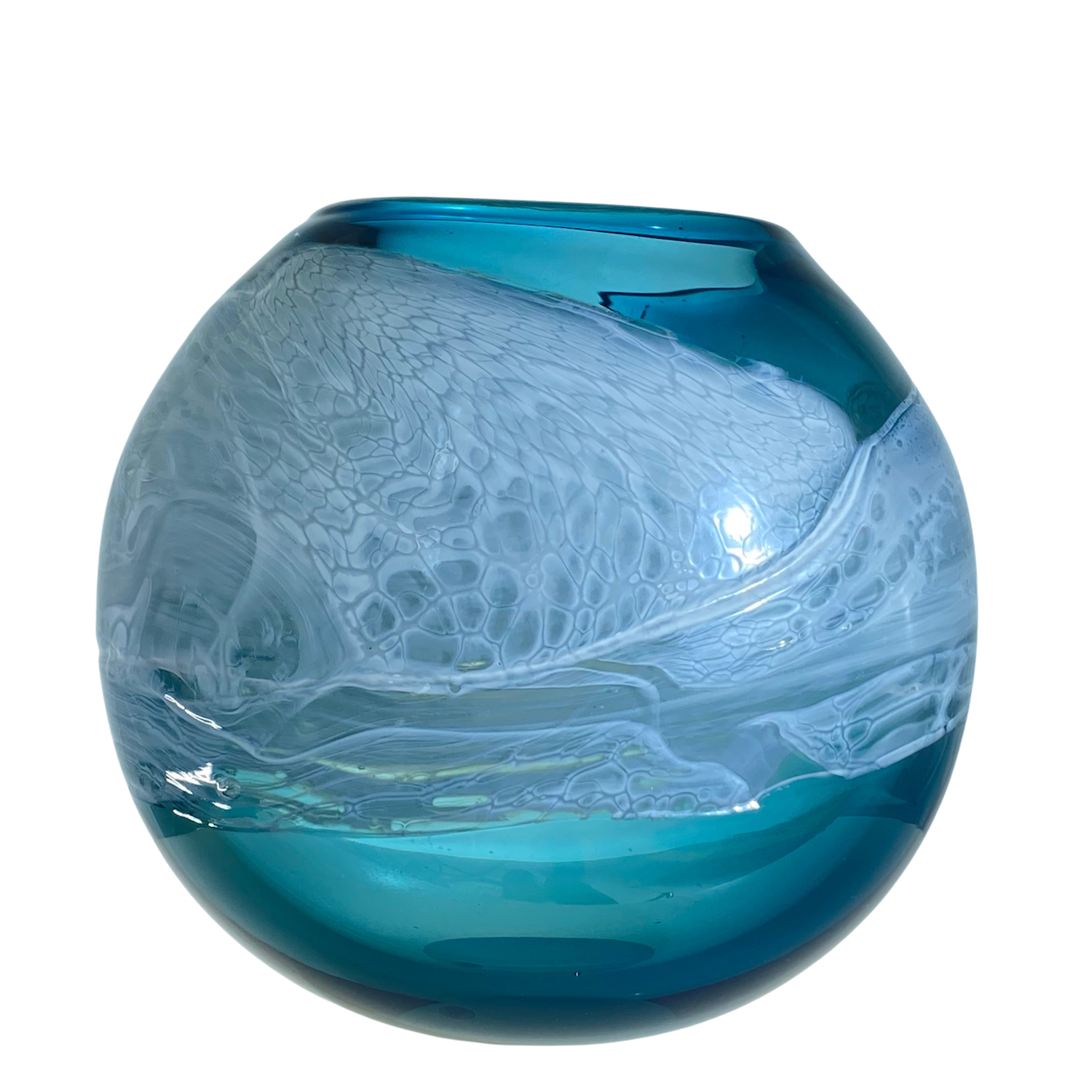 Surf Pebble Vase in Sea Blue Glass by Alison Vincent