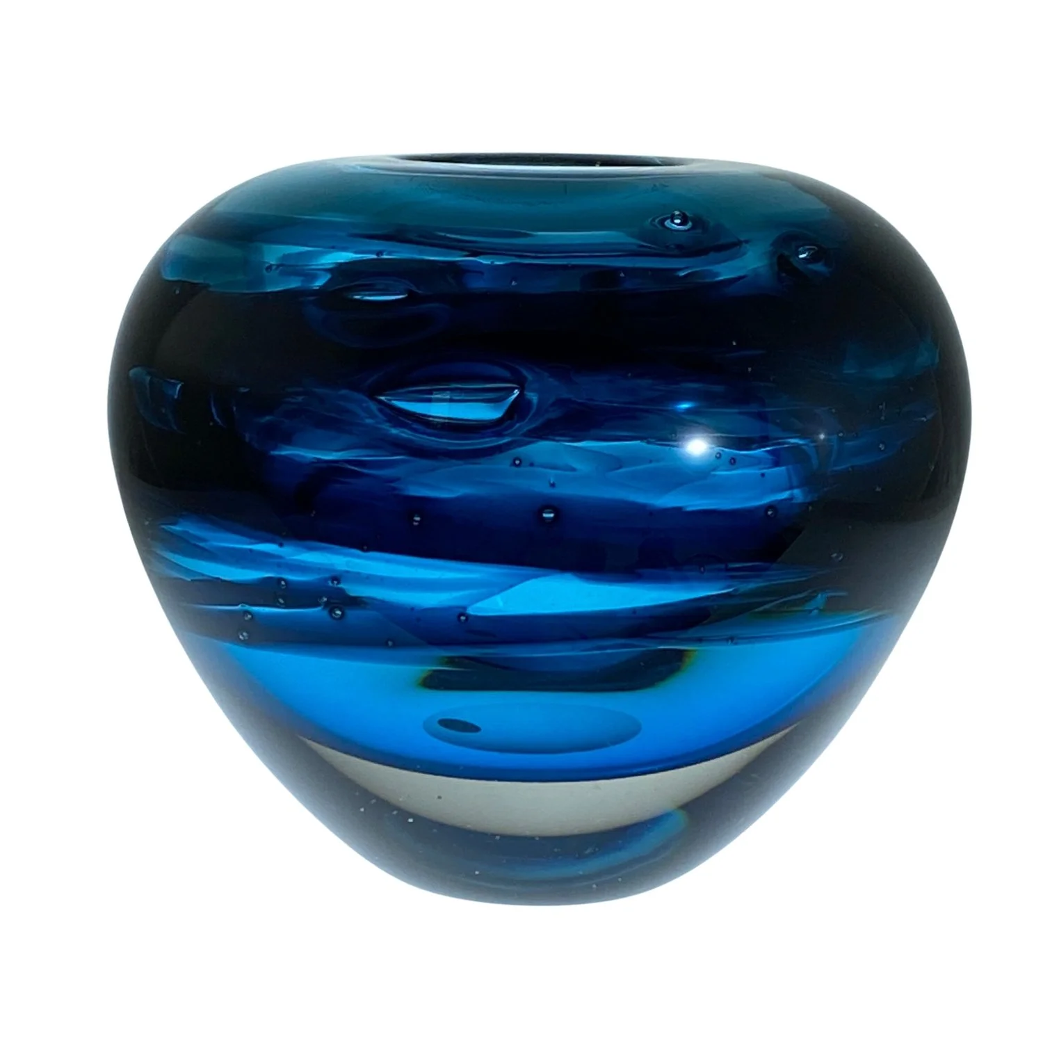 Ocean Currents Hand Blown Glass Caged Jewel by Alison Vincent