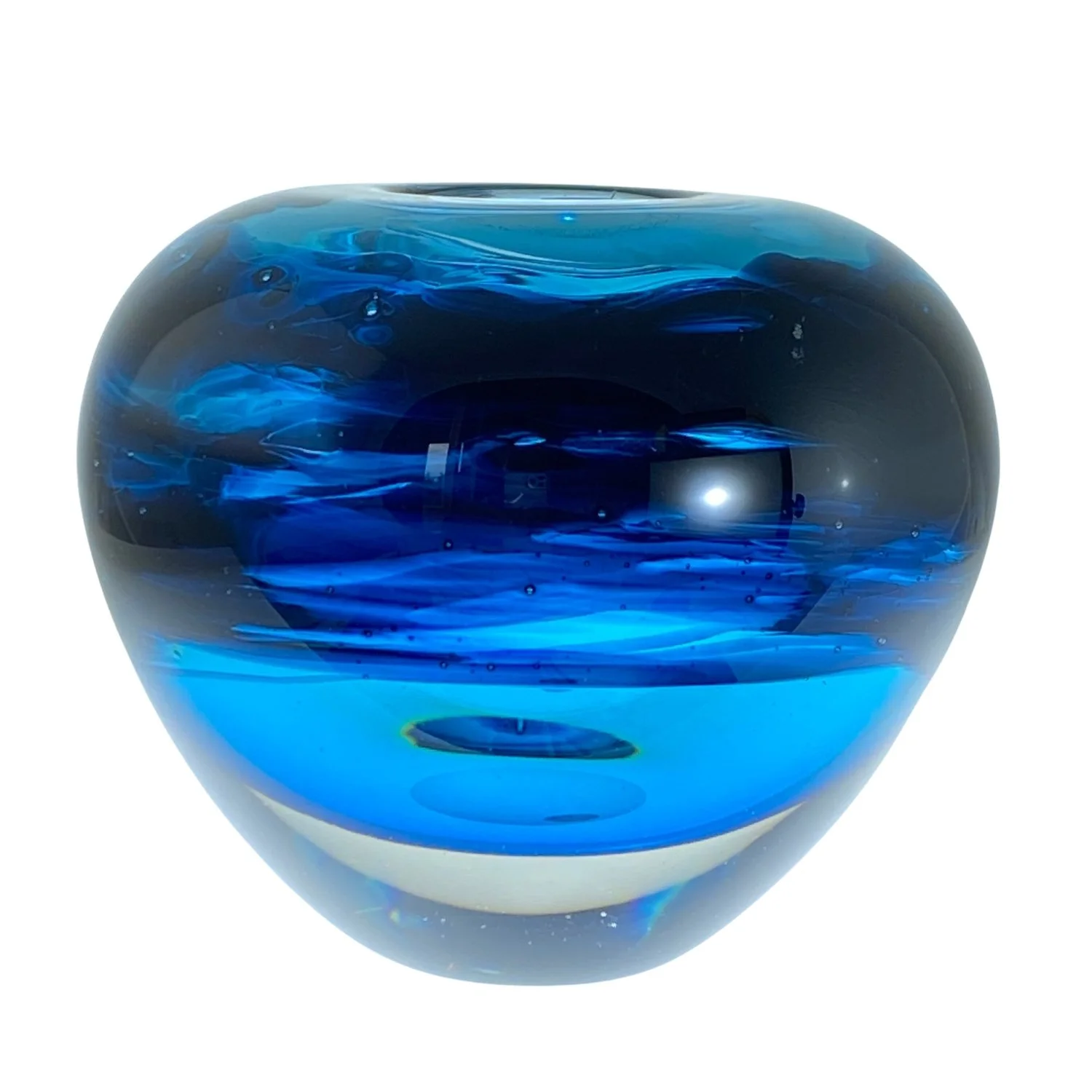 Ocean Currents Hand Blown Glass Caged Jewel by Alison Vincent
