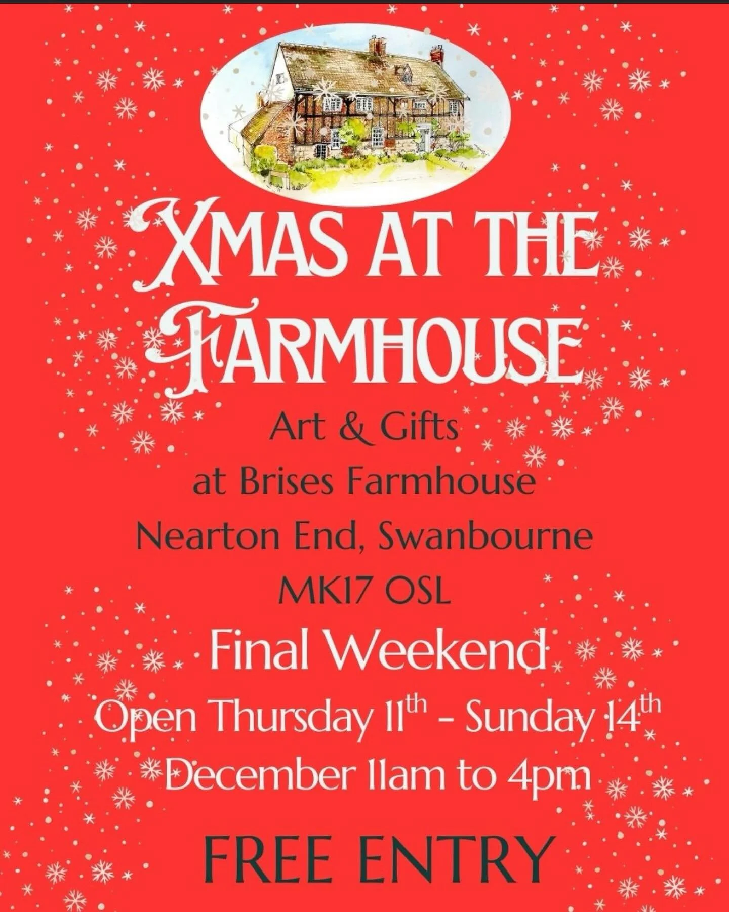 Final days of Christmas at the Farmhouse  MK17 0SL.  Don&rsquo;t miss out!