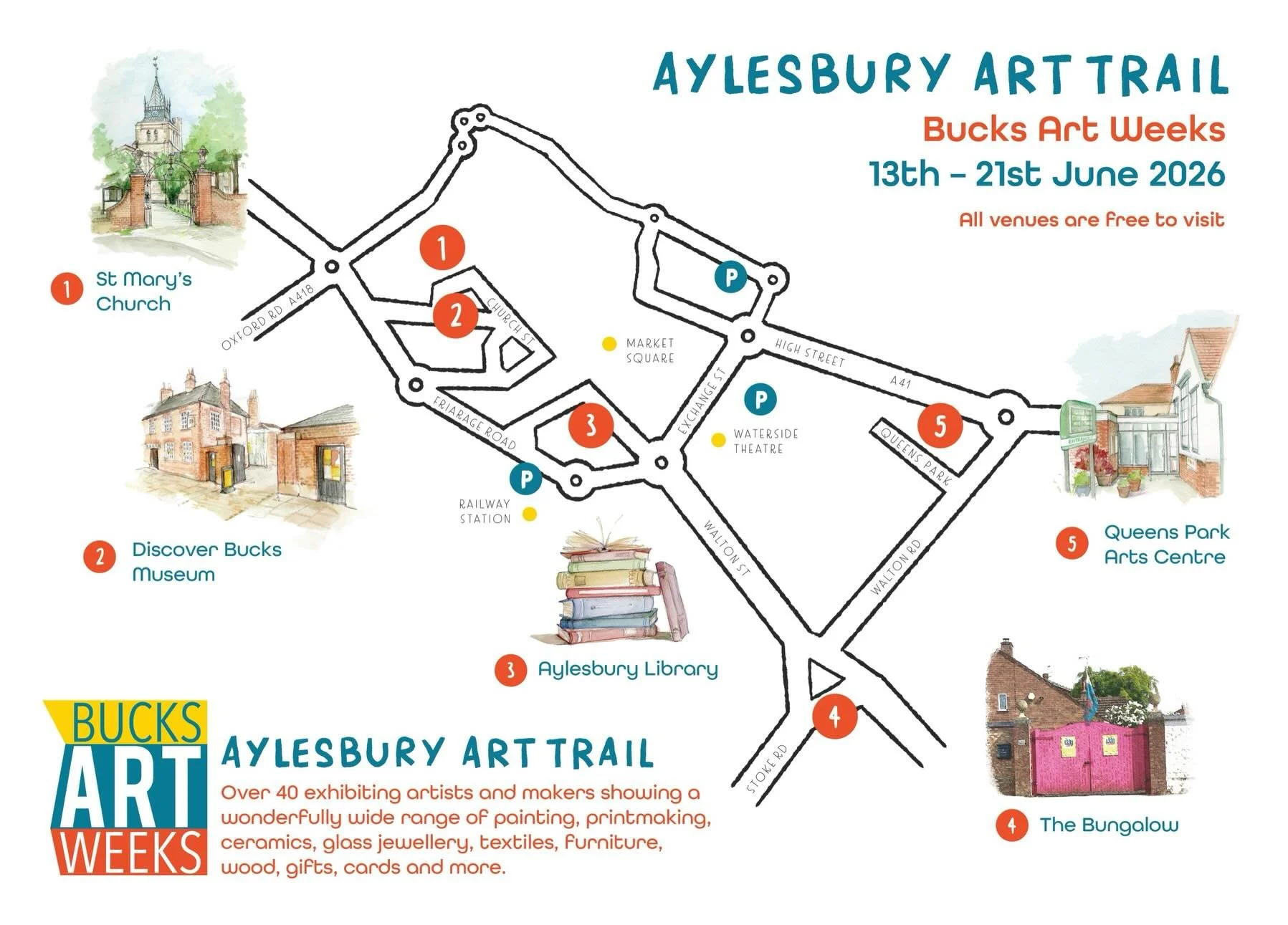 I&rsquo;m showing in 4 locations during @bucksartweeksofficial !!
2 in Aylesbury as part of the Aylesbury Art Trail at @queensparkarts venue 5 (BAW venue 142 &amp; 141) and @discoverbucksmuseum venue 2 (BAW venue 137) on this trail map, 1 in Buckingh