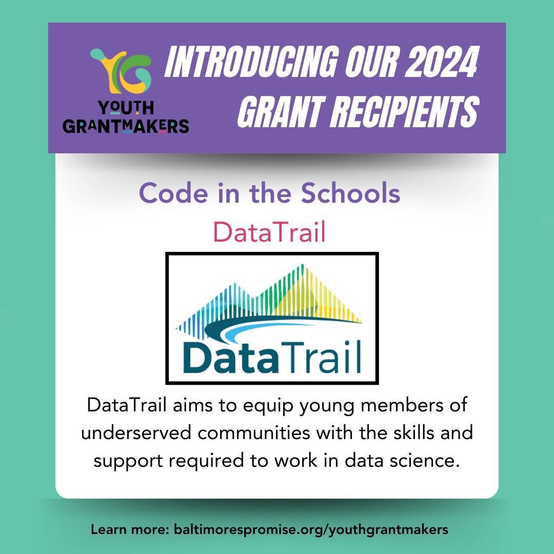 We're highlighting our second Youth Grantmakers&rsquo; grantee today: @codeintheschools&rsquo; DataTrail program! 

Ten students will be funded through the DataTrail course, which is designed to help those with less experience with computers and comp