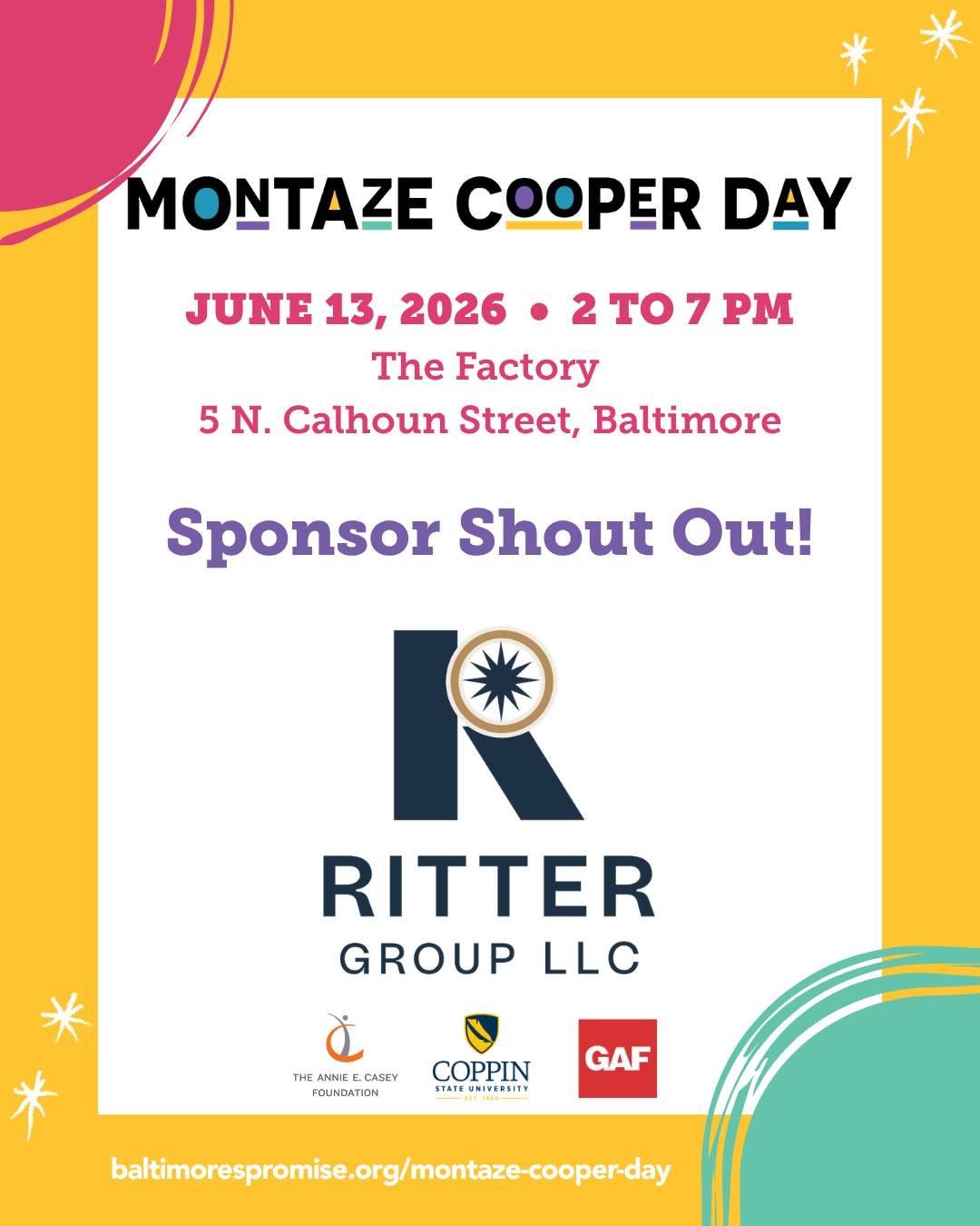 Thank you to the Ritter Group for supporting Montaze Cooper Day 2026!

Support looks different for everyone, and we&rsquo;re grateful for partners helping create spaces where Baltimore&rsquo;s young people can access opportunity, connection, wellness