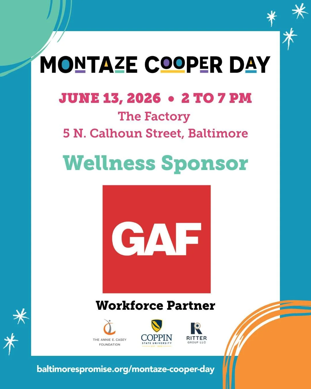 Thank you to @gafroofing  for sponsoring Montaze Cooper Day 2026.
Youth ages 14&ndash;24 &mdash; come through for free food, resources, opportunities, and community. Bring your friends, siblings, family, and people with you. 

The Factory, @westbaltr