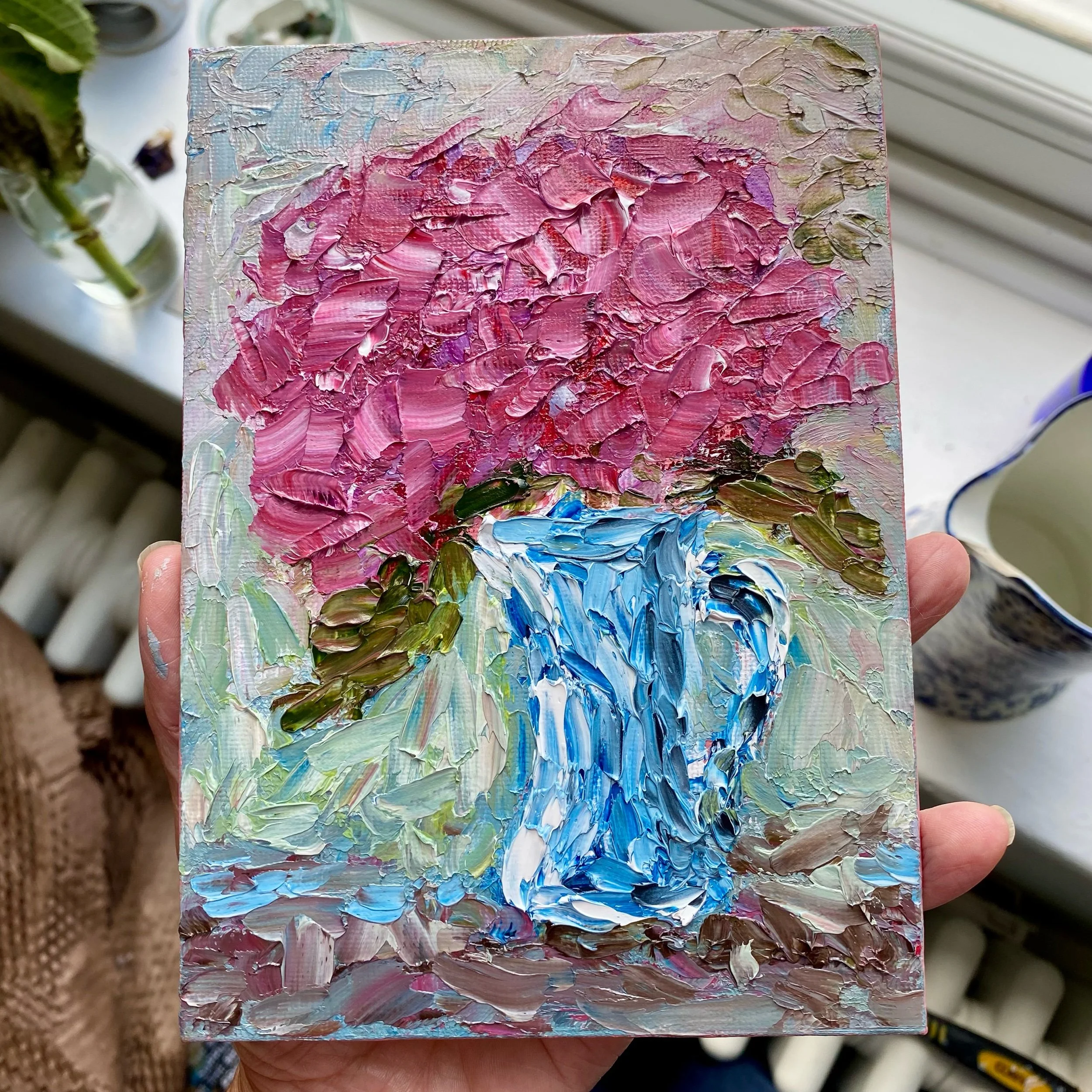 Hydrangea in Blue Jug