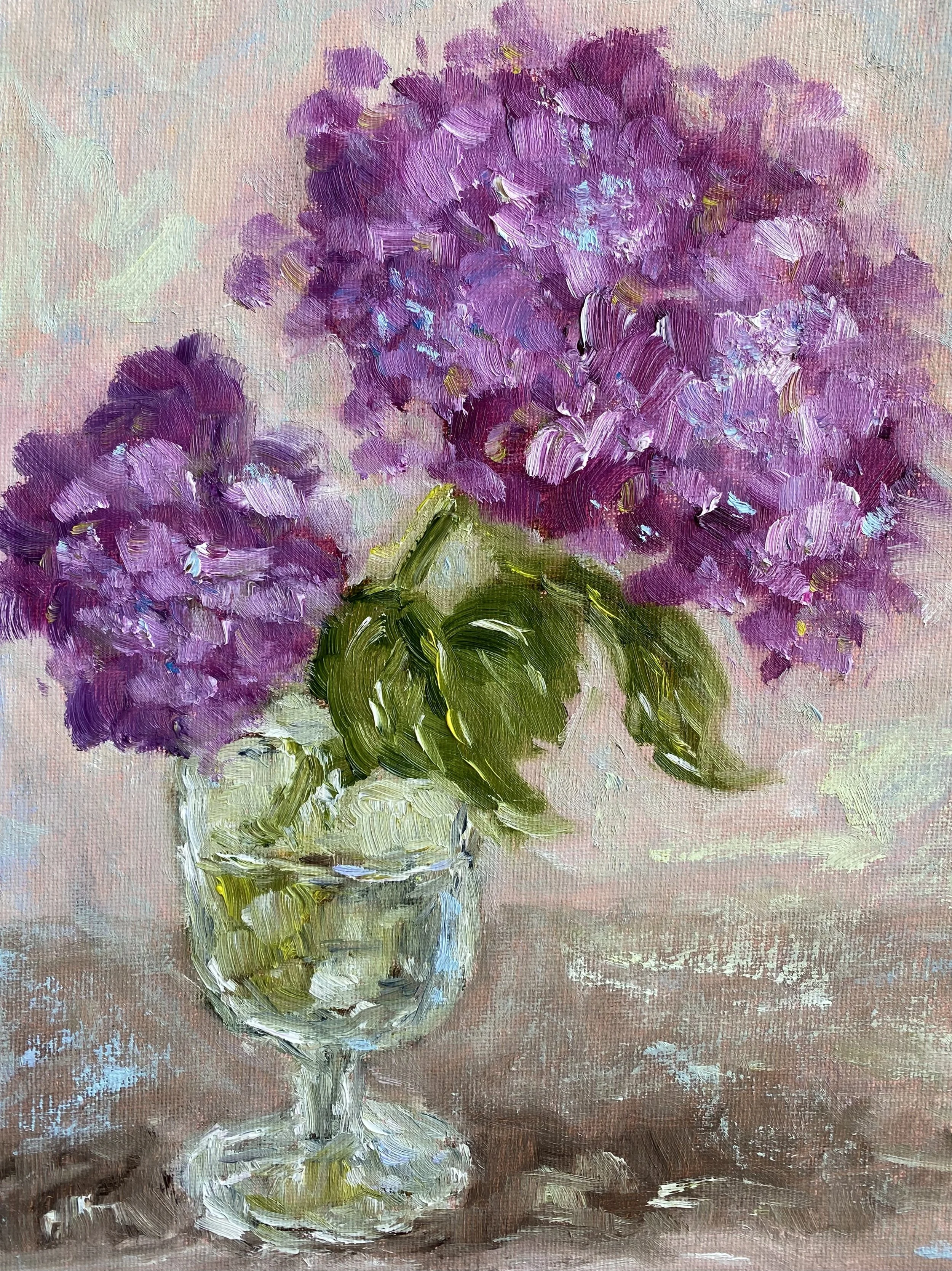Hydrangeas in Glass Vase
