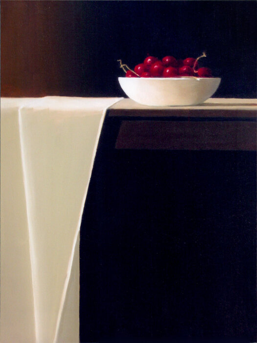Bowl of Cherries with White Drape