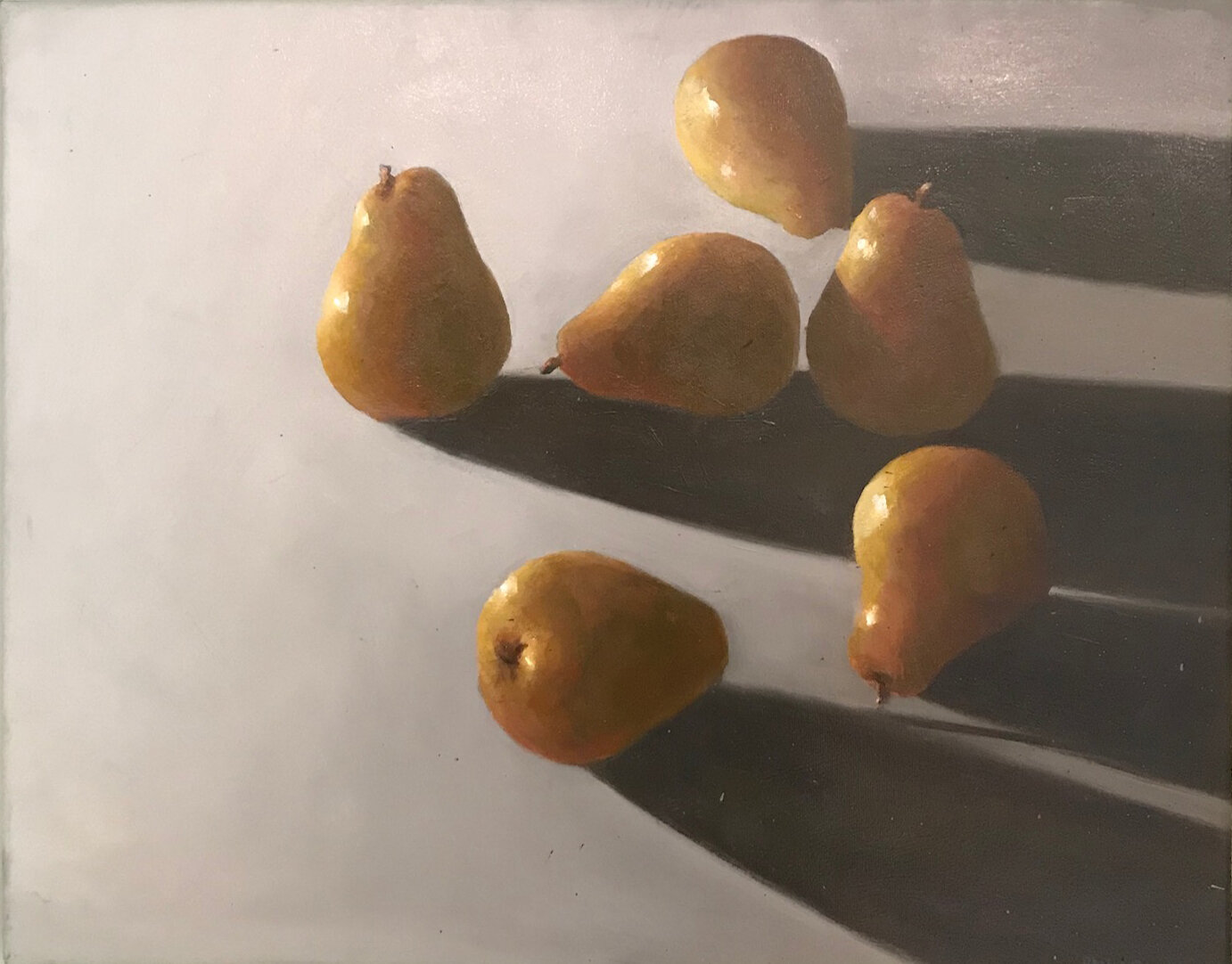 Six Pears with Shadows
