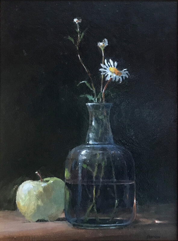 Green Apple and Daisies in a Vase