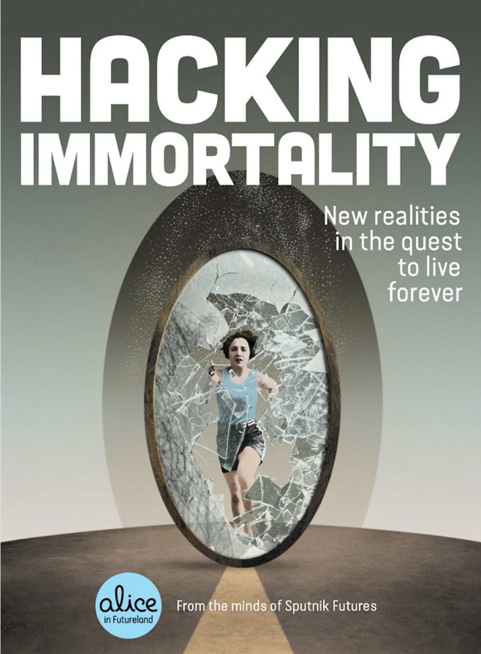 The cover for Hacking Immortality, the first book in the Alice in Futureland Series.