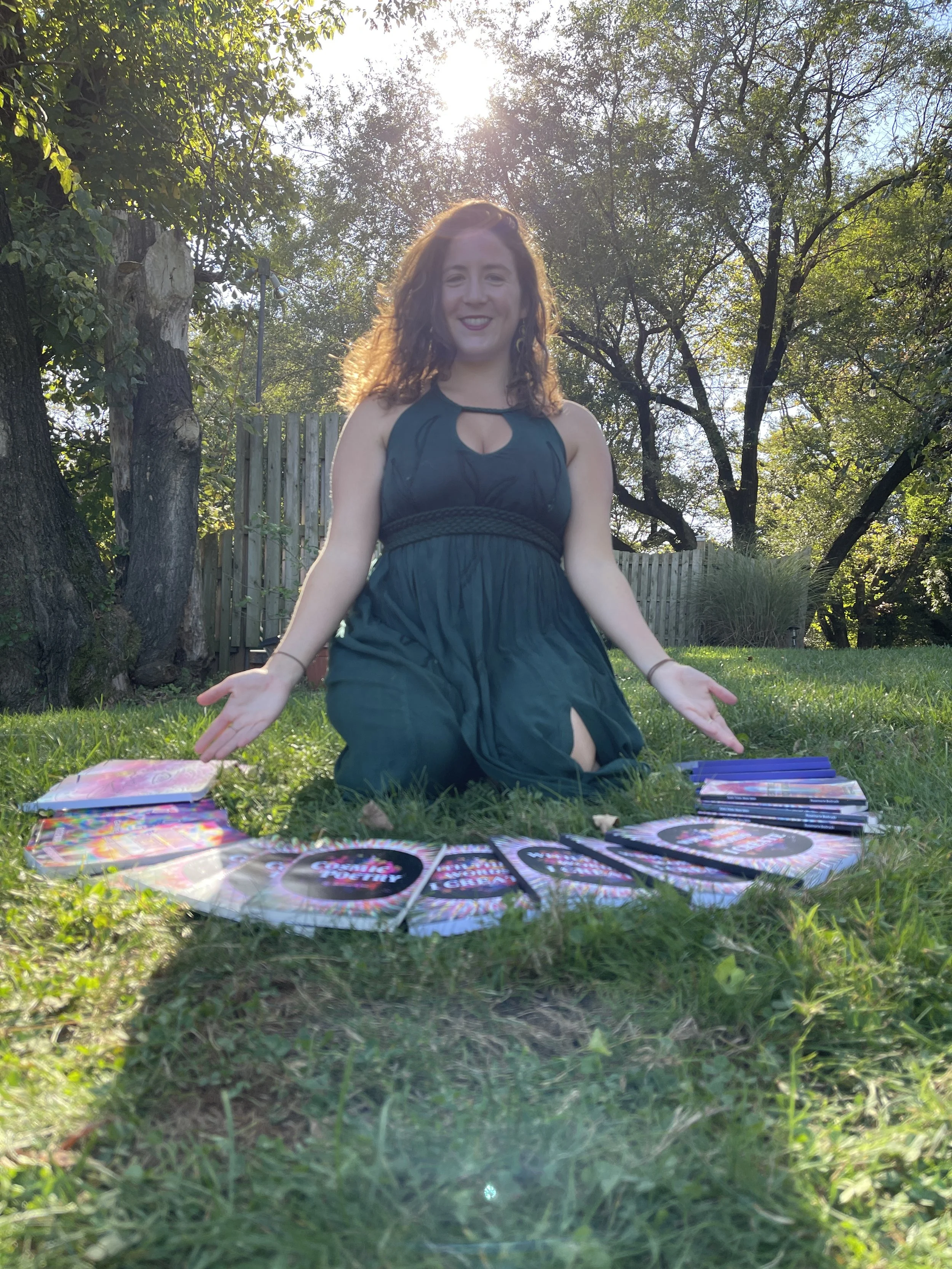 Me with my published books and journals