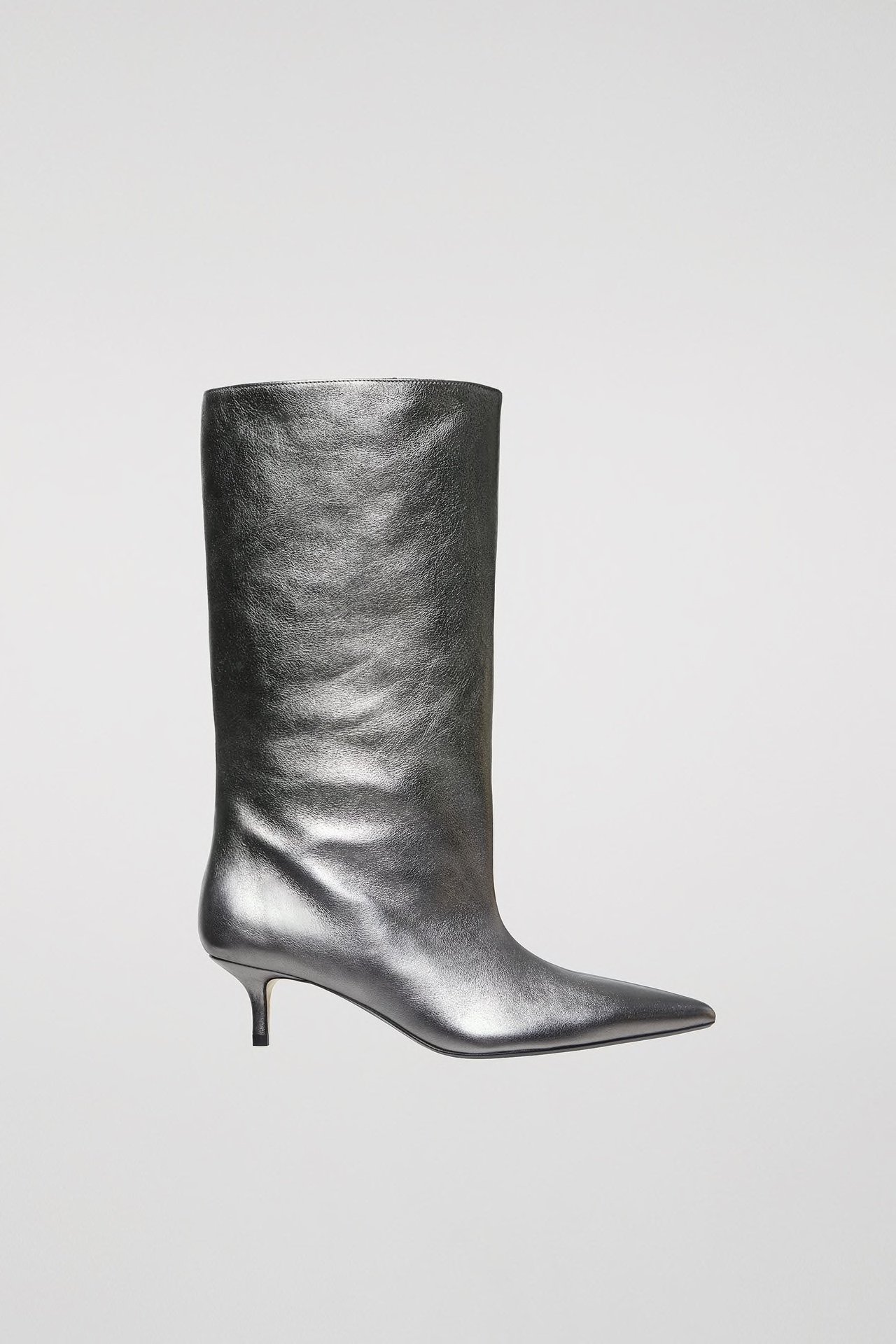 Metallic Heeled Leather Boots