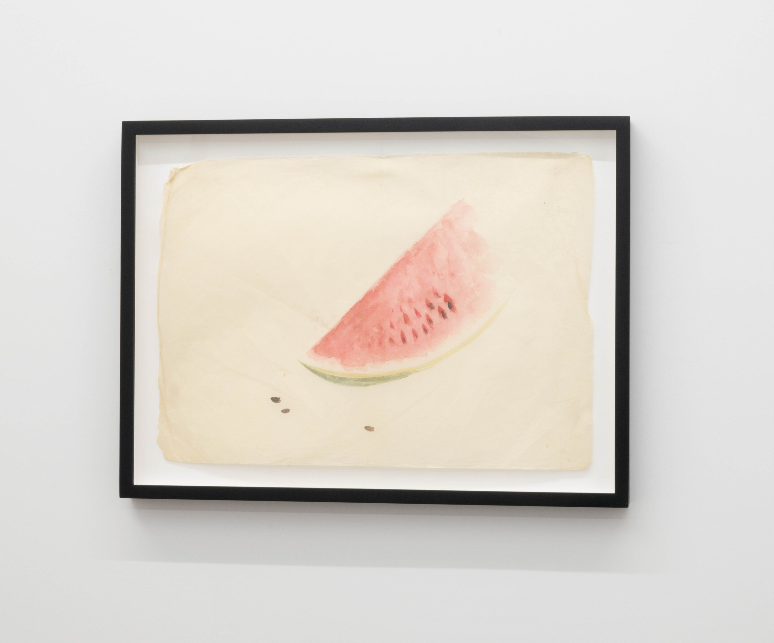 Untitled (Watermelon), 2019, anonymous early 20th Century Japanese watercolor on rice paper, 13.5 x18 inches (framed) 